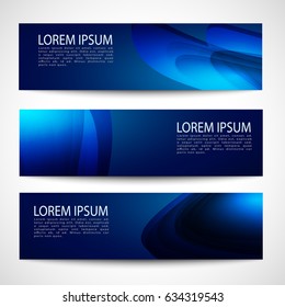 Abstract header dark blue wave black background vector design