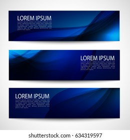 Abstract header dark blue wave black background vector design