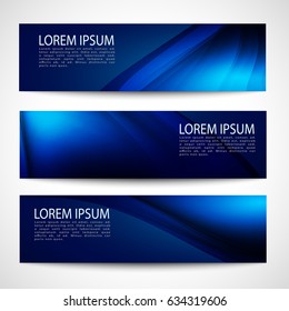 Abstract Header Dark Blue Wave Black Background Vector Design