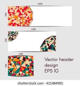 Abstract header design in vector. Banners with sacred geometry pattern. Arabic patterns.