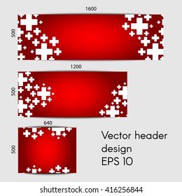 Abstract header design for web. Vector illustration. Set of banners. Swiss Day theme