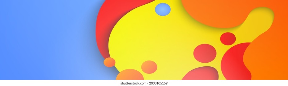 abstract header fluid liquid multicolor smooth gradient with drop shadow and papercut style.