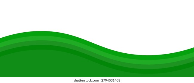 Abstract header and footer border frame with elegant green curved vector elements.