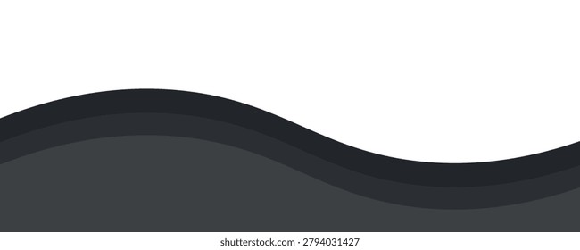 Abstract header and footer border frame with black and gray curved vector elements.