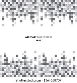 Abstract header and footers geometric white and gray squares pattern pixel background with copy space. You can use for design for print, ad, poster, flyer, cover, brochure, template. Vector