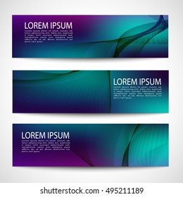 Abstract header gradient purple blue green wave vector design