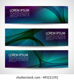 Abstract header gradient purple blue green wave vector design