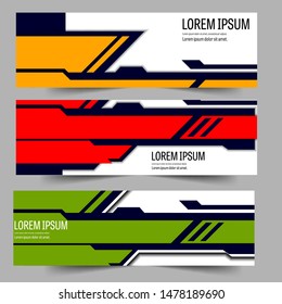 Abstract header green red yellow shape vector design. Abstract swoosh background. Abstract corporate business banner web template, horizontal advertising.