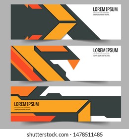 Abstract header orange shape vector design. Abstract swoosh background. Abstract corporate business banner web template, horizontal advertising.