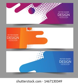 Abstract header purple orange blue wave vector design. Abstract swoosh background. Abstract corporate business banner web template, horizontal advertising.