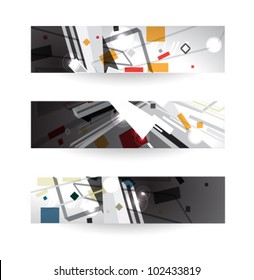 abstract header vector set, three banners