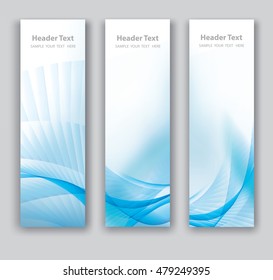 Abstract header vertical blue wave white vector design