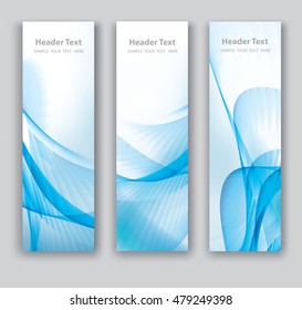Abstract header vertical blue wave white vector design
