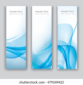 Abstract header vertical blue wave white vector design