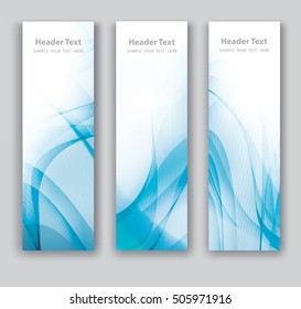 Abstract header vertical blue wave white vector design