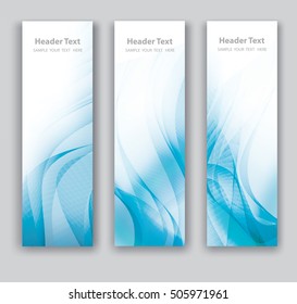 Abstract header vertical blue wave white vector design