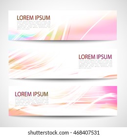 Abstract header white line wave vector design. colorful rainbow background