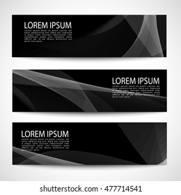 Abstract header white wave black background vector design