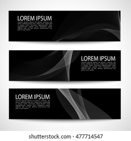 Abstract header white wave black background vector design
