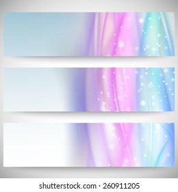 Abstract headers set, blue wave vector design.