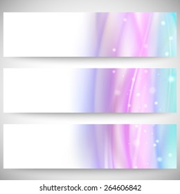 Abstract headers set, blue wave vector design.