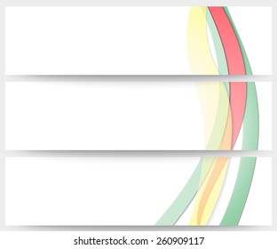 Abstract headers set, colored wave vector design.