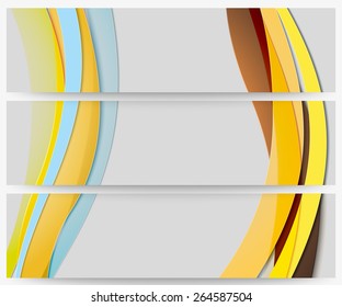 Abstract headers set, colored wave vector design.
