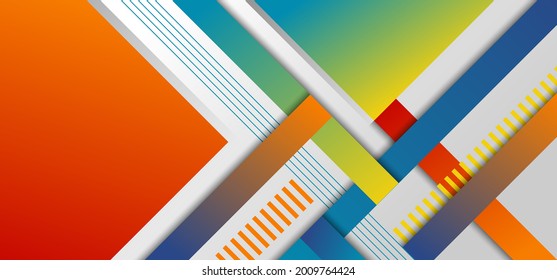 Abstract headline banner template geometric and stripes pattern bright color on white background. Vector illustration