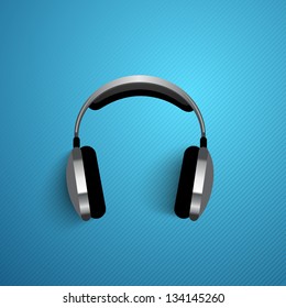 Abstract headphone background, flyer, poster or banner with text Music.