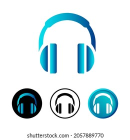 Abstract Headphone Icon Set Flat Design
