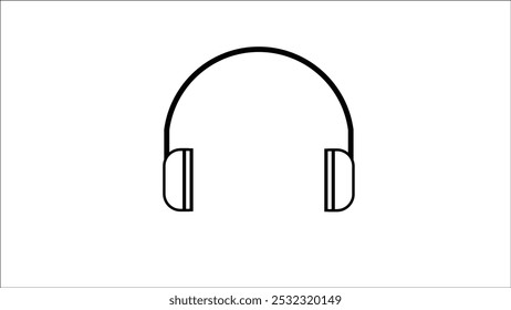 Abstract headphone line art vector icon on white background.