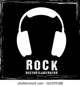 abstract headphone silhouette on special rock background