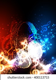 Abstract Headphones cover with note 