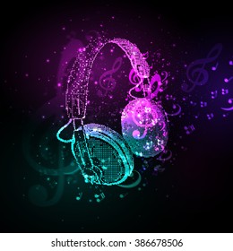 Abstract Headphones cover with note easy all editable