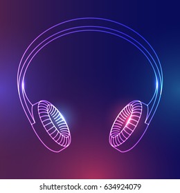Abstract headphones with glow effect. Vector illustration