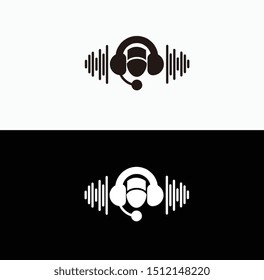 abstract headset logo music player
