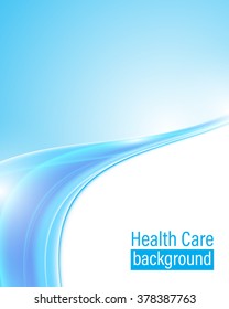 abstract health care background flyer cover page design blue wave pattern