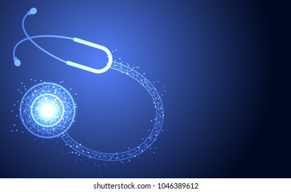 Abstract health medical science consist stethoscope technology concept modern future medical health care,Treatment,medicine on hi tech future blue background. for template, web design or presentation.