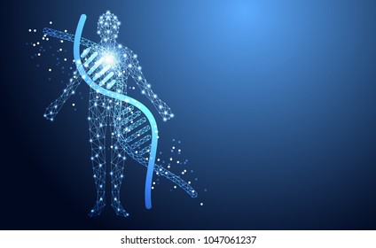 Abstract health medical science consist DNA digital technology concept modern future medical health care,Treatment,medicine on hi tech future blue background. for template, web design or presentation.