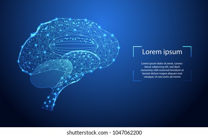 Abstract health medical science consist brain digital technology concept modern future medical healthcare,Treatment,medicine hi tech future blue background. for template, web design or presentation.