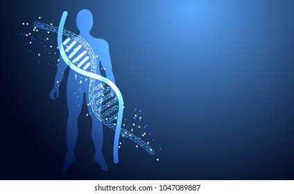 Abstract health medical science consist DNA digital technology concept modern future medical health care,Treatment,medicine on hi tech future blue background. for template, web design or presentation.