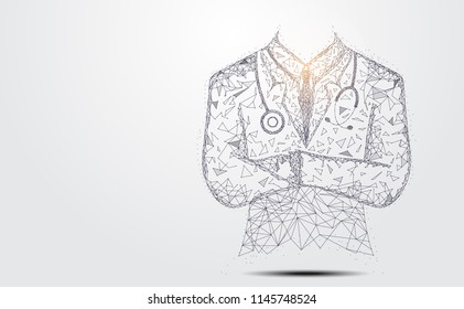 Abstract health medical science consist doctor digital wireframe concept modern medical technology,Treatment,medicine on gray background. for template, web design or presentation.