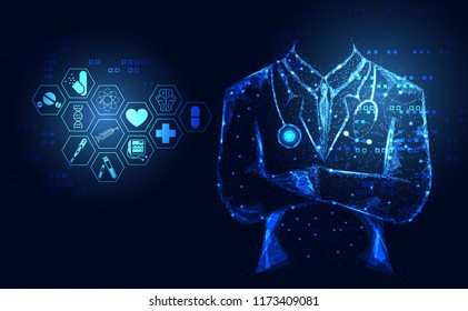 Abstract Health Medical Science Healthcare Icon Digital Technology Doctor Concept Modern Innovation,Treatment,medicine On Hi Tech Future Blue Background. For Wallpaper, Template, Web Design.