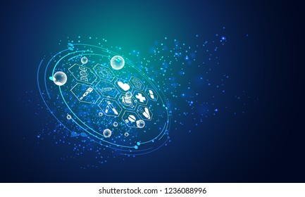 Abstract health medical science healthcare icon digital technology science concept modern innovation,Treatment,medicine on hi tech future blue background. for wallpaper, template, web design - Shutterstock ID 1236088996