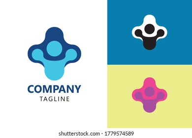 abstract Health, People care, community and technology logo design