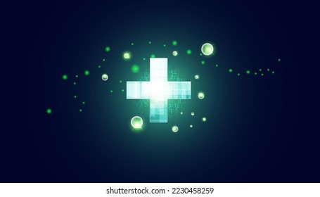 Abstract Health Health Plus symbol beautiful background Blue Green Futuristic Digital Background