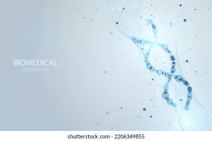 Abstract health science consist DNA digital technology concept  modern medical on hi tech future blue background.