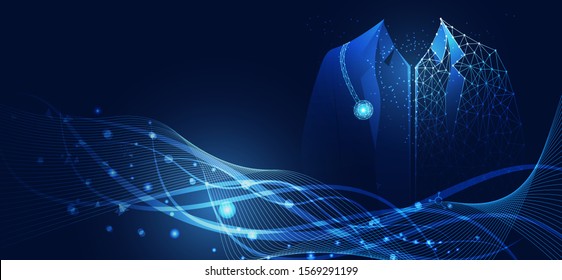 Abstract Health Science Consist Doctor Digital Technology Concept  Modern Medical Technology,Treatment,medicine On Hi Tech Future Blue Background. For Template, Web Design Or Presentation.