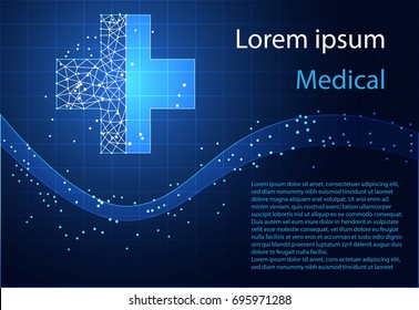 Abstract health science consist health plus digital technology concept  modern medical technology,Treatment,medicine on hi tech future blue background. for template, web design or presentation.