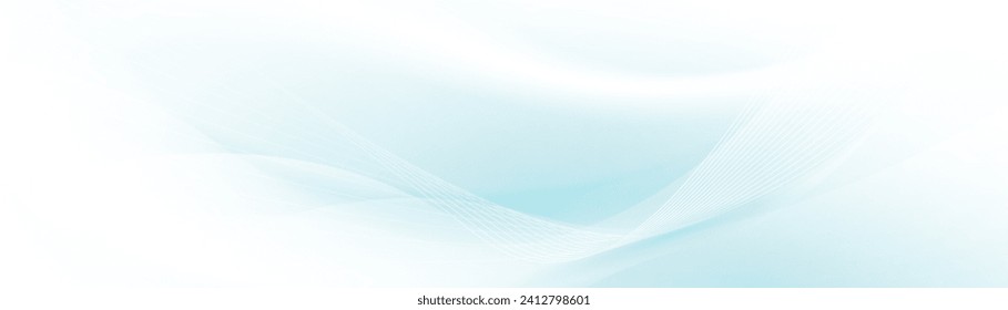 Abstract Healthcare and futuristic technology background. Wavy lines connection with white and clean horizontal banner. Vector